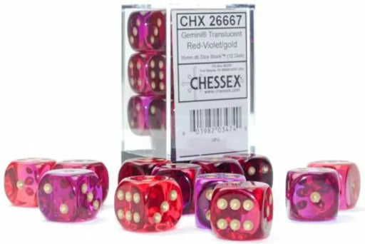 Chessex D6 Translucent 16mm Red-Violet/Gold (CHX 26667)