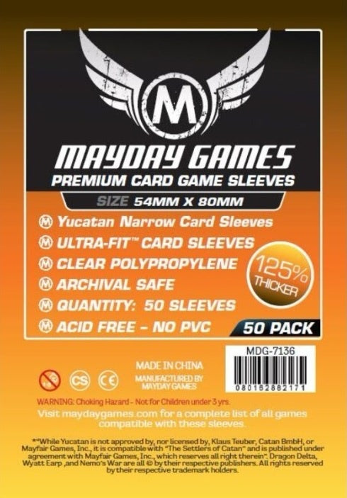 Mayday Games 54 X 80 mm - 50 Pack Premium Yucatan Narrow Card Sleeves