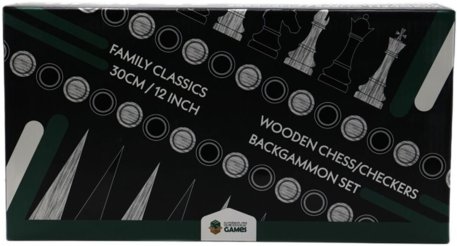 LPG Wooden Folding Chess/Checkers/Backgammon Set 30cm