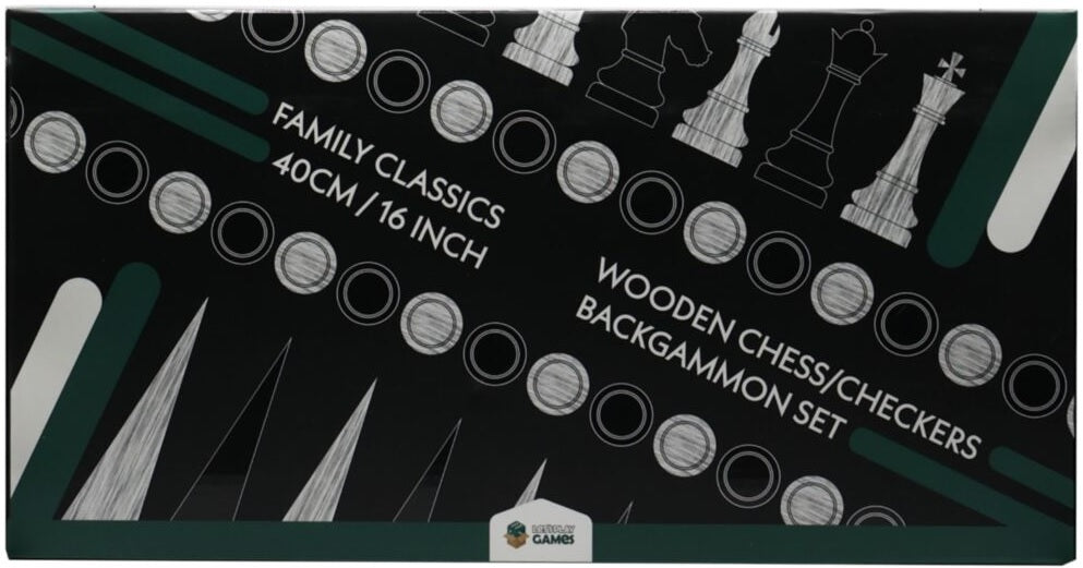 Wooden Folding Chess / Checkers / Backgammon Set 40cm