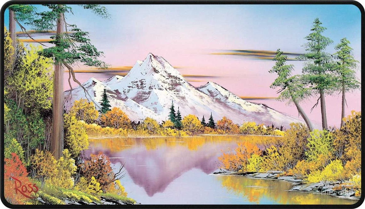 Ultra Pro Bob Ross Mighty Mountain Lake Black Stitched Playmat