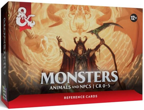 D&D Dungeons & Dragons Reference Cards Monsters Animals and NPCs CR 0-5