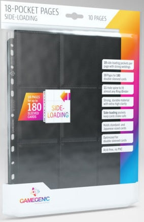 Gamegenic Sideloading 18 Pocket Pages 10 Pcs Pack Black