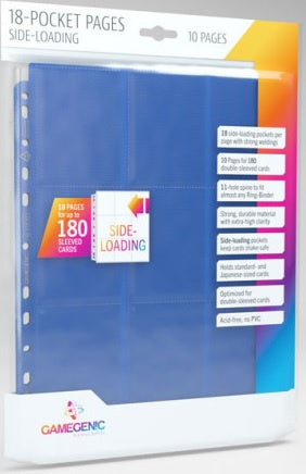 Gamegenic Sideloading 18 Pocket Pages 10 Pcs Pack Blue