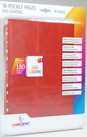 Gamegenic Sideloading 18 Pocket Pages 10 Pcs Pack Red