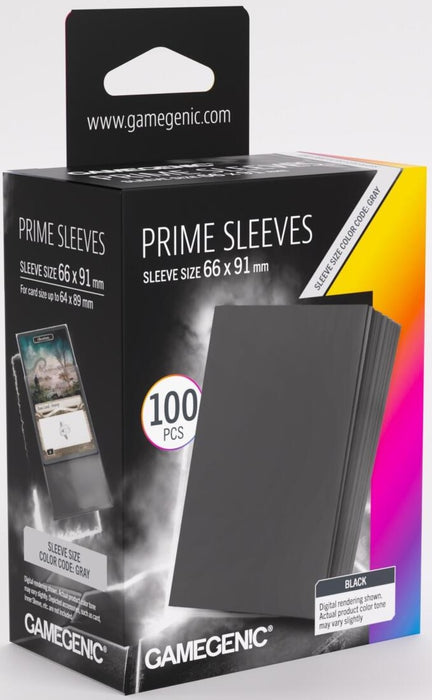 Gamegenic Prime Card Sleeves - Black (66mm x 91mm) (100 Sleeves Per Pack)