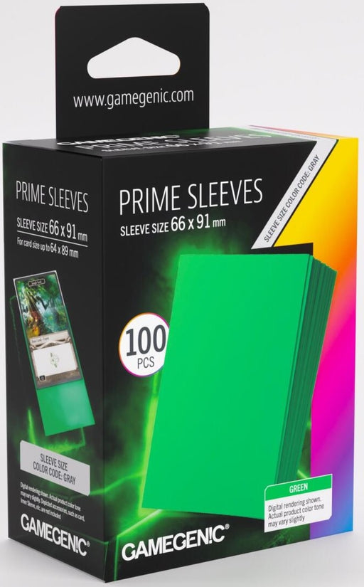 Gamegenic Prime Card Sleeves - Green (66mm x 91mm) (100 Sleeves Per Pack)