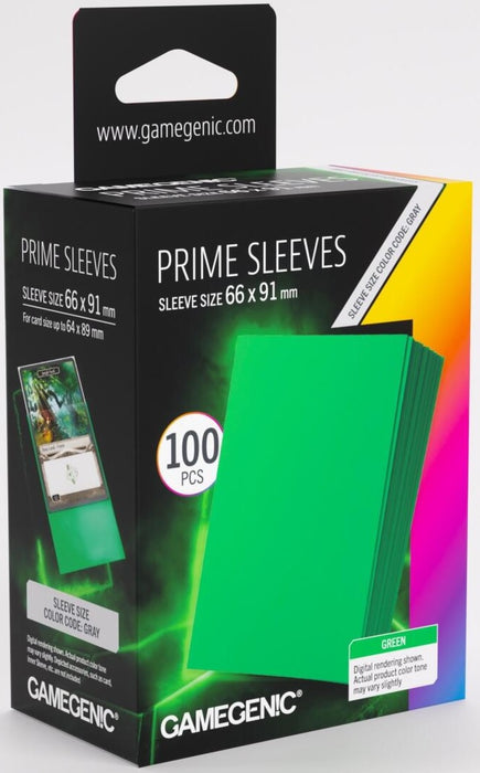 Gamegenic Prime Card Sleeves - Green (66mm x 91mm) (100 Sleeves Per Pack)