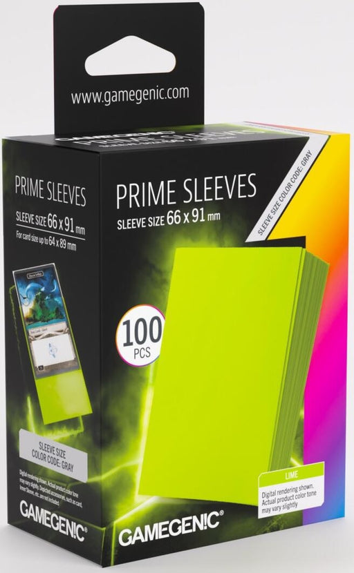 Gamegenic Prime Card Sleeves - Lime (66mm x 91mm) (100 Sleeves Per Pack)