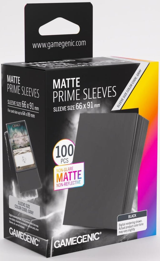 Gamegenic Matte Prime Card Sleeves - Black (66mm x 91mm) (100 Sleeves Per Pack)