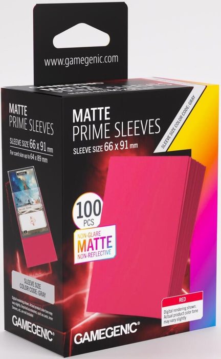 Gamegenic Matte Prime Card Sleeves - Red (66mm x 91mm) (100 Sleeves Per Pack)