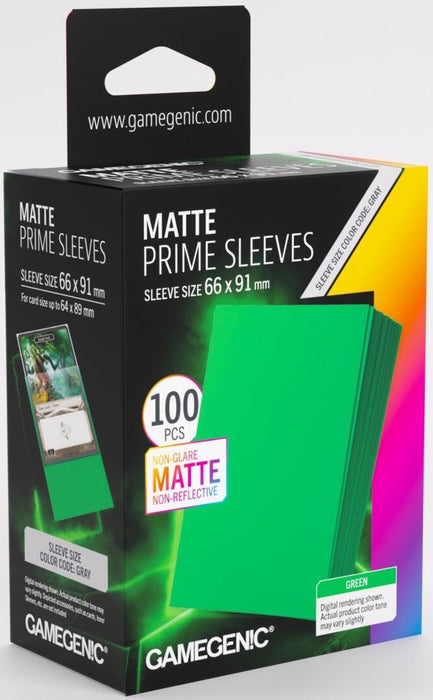 Gamegenic Matte Prime Card Sleeves - Green (66mm x 91mm) (100 Sleeves Per Pack)