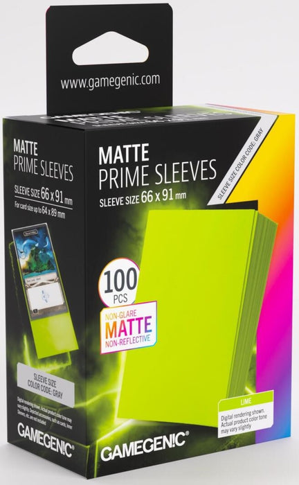 Gamegenic Matte Prime Card Sleeves - Lime (66mm x 91mm) (100 Sleeves Per Pack)