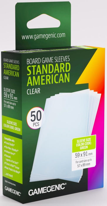 Gamegenic Board Game Card Sleeves Standard American Clear (59mm x 91mm) (50 Sleeves Per Pack)