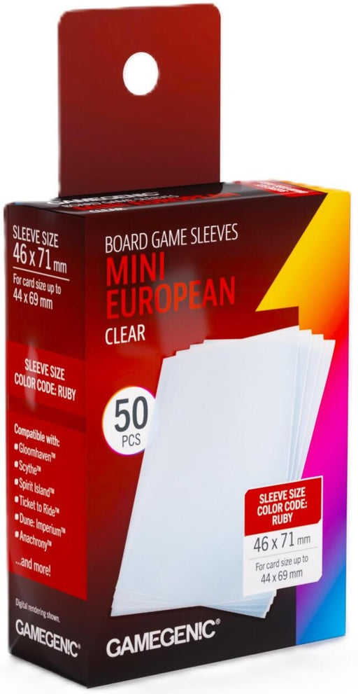Gamegenic Board Game Card Sleeves Mini European Clear (46mm x 71mm) (50 Sleeves Per Pack)