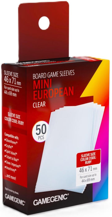 Gamegenic Board Game Card Sleeves Mini European Clear (46mm x 71mm) (50 Sleeves Per Pack)