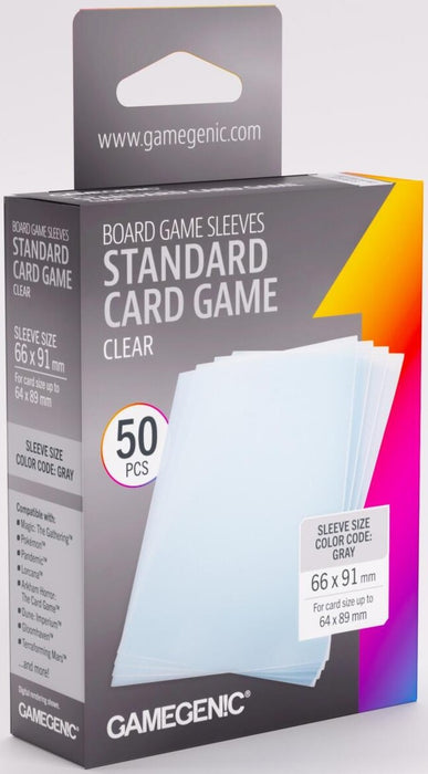 Gamegenic Board Game Card Sleeves Standard Card Game Clear (66mm x 91mm) (50 Sleeves Per Pack)