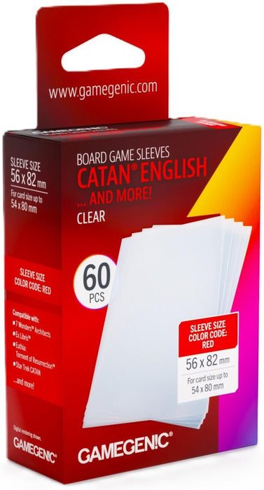 Gamegenic Board Game Card Sleeves - CATAN English Clear (56mm x 82mm) (60 Sleeves Per Pack)