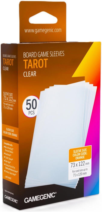 Gamegenic Board Game Card Sleeves Tarot-Size Clear (73mm x 122mm) (50 Sleeves Per Pack)