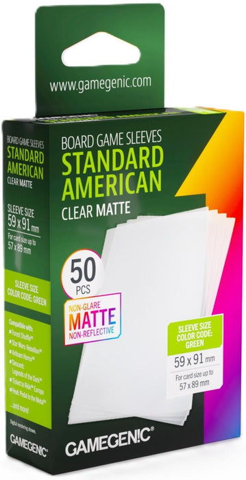 Gamegenic Board Game Card Sleeves Standard American Clear Matte (59mm x 91mm) (50 Sleeves Per Pack)