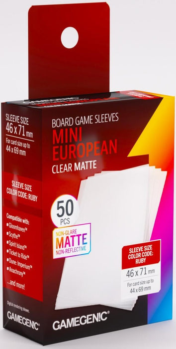 Gamegenic Board Game Card Sleeves Mini European Clear Matte (46mm x 71mm) (50 Sleeves Per Pack)