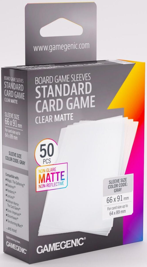Gamegenic Board Game Card Sleeves Standard Card Game Clear Matte (66mm x 91mm) (50 Sleeves Per Pack)