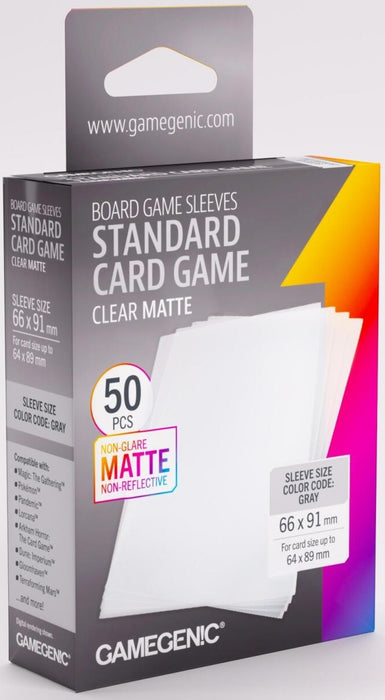 Gamegenic Board Game Card Sleeves Standard Card Game Clear Matte (66mm x 91mm) (50 Sleeves Per Pack)