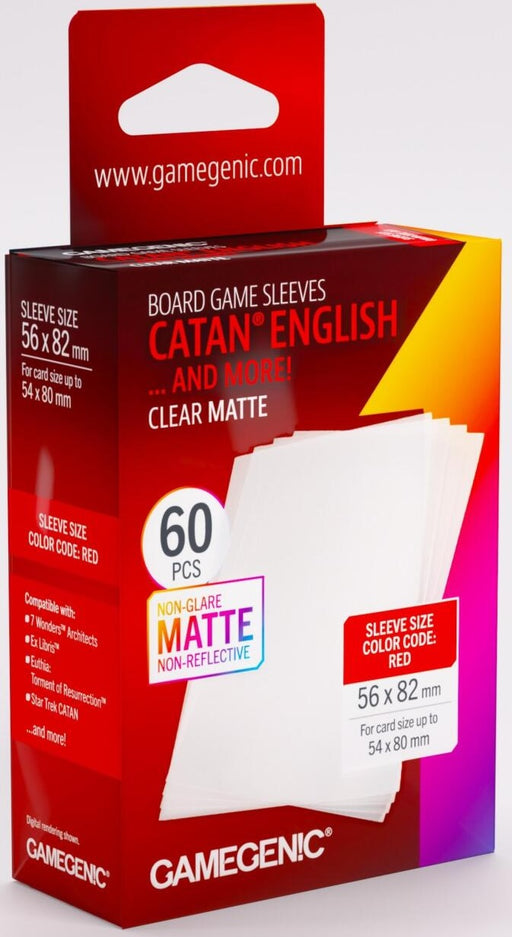 Gamegenic Board Game Card Sleeves CATAN English Clear Matte (56mm x 82mm) (60 Sleeves Per Pack)
