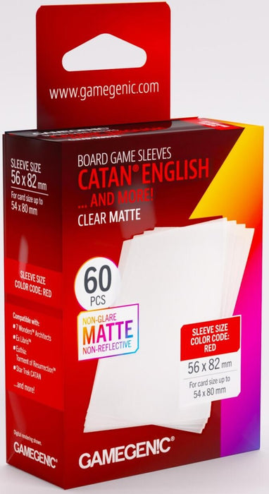 Gamegenic Board Game Card Sleeves CATAN English Clear Matte (56mm x 82mm) (60 Sleeves Per Pack)