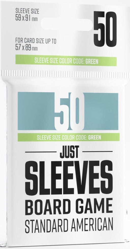 Gamegenic Just Sleeves Size Code GREEN Standard American Sized (59mm x 91mm) (50 Sleeves Per Pack)
