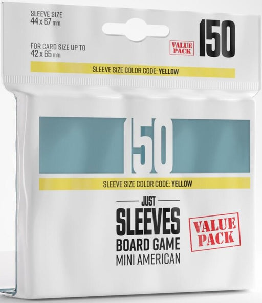 Gamegenic Just Sleeves Size Code YELLOW Mini American Sized Value Pack (44mm x 67mm) (150 Sleeves Per Pack)