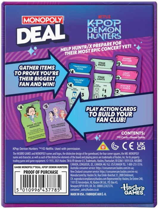 Monopoly Deal K-Pop Demon Hunters