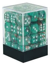 D6 Dice Marble 12mm Oxi-Copper/White (36 Dice in Display)