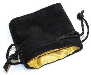 Koplow Small Velvet Dice Bag: Black with Gold Lining