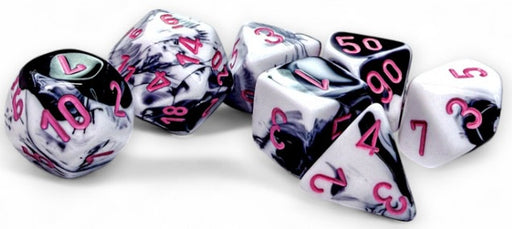 Chessex Gemini Polyhedral Black-White/Pink 7-Die Set