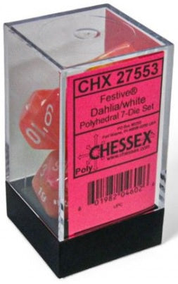 Chessex Festive Polyhedral Dahlia/White Luminary 7-Die Set