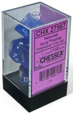 Chessex Nebula Polyhedral Aura/White Luminary 7-Die Set