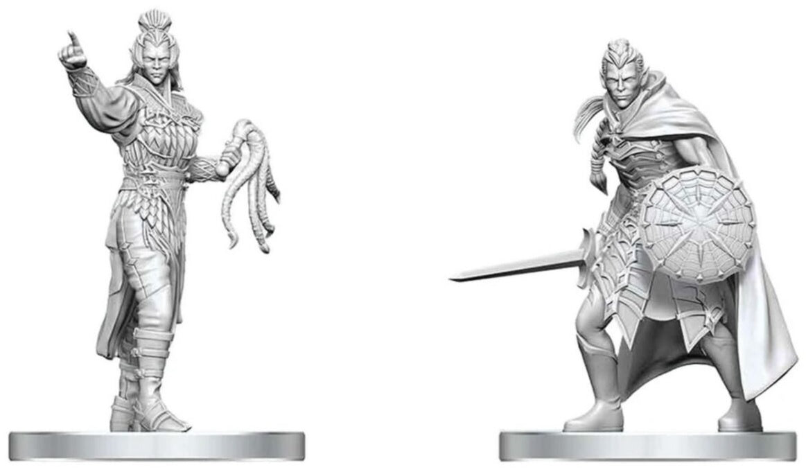 D&D Nolzur's Marvelous Miniatures Drow Elite Warrior & Drow Priestess of Lolth