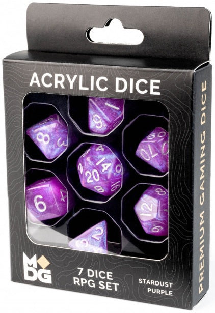 MDG Stardust Purple 16mm Acrylic Dice Set