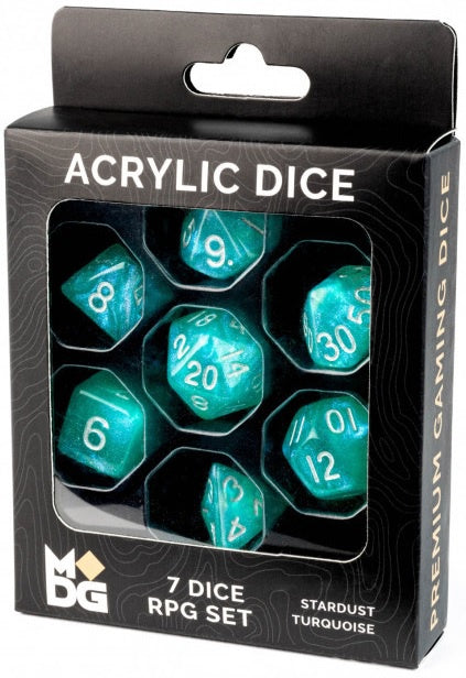 MDG Stardust Turquoise 16mm Acrylic Dice Set