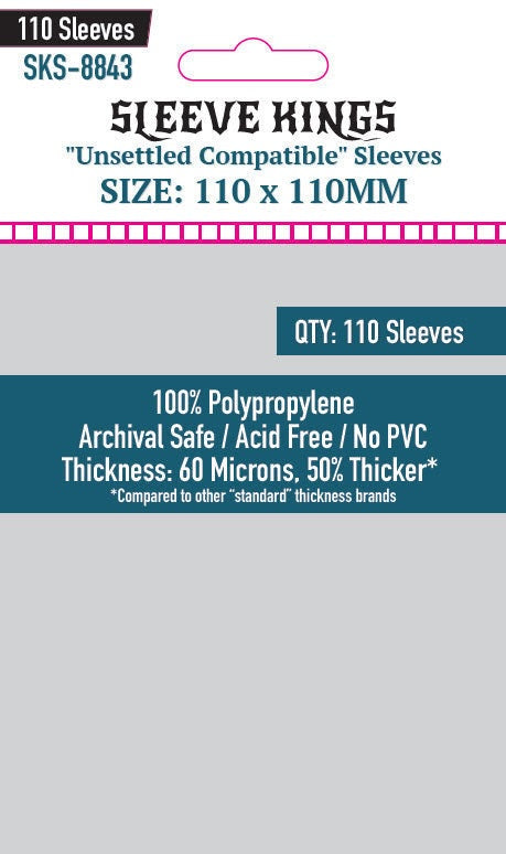 Sleeve Kings Board Game Sleeves "Unsettled Compatible" Sleeves (110mm x 110mm) (110 Sleeves per Pack)