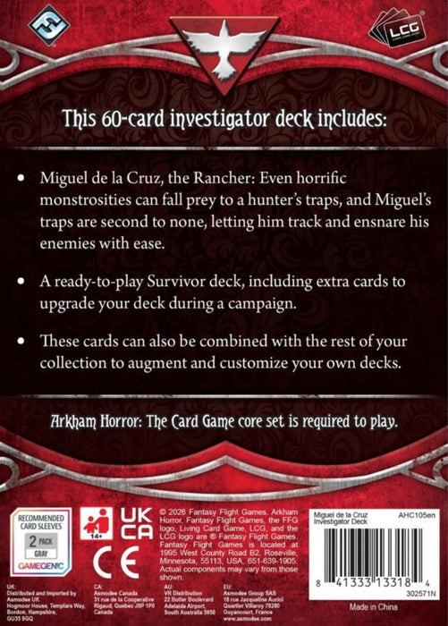 Arkham Horror The Card Game Investigator Deck Miguel de la Cruz