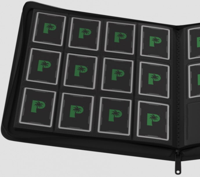 Palms Off Gaming STEALTH 12 Pocket SIDE LOADER Zip Trading Card Binder BLACK