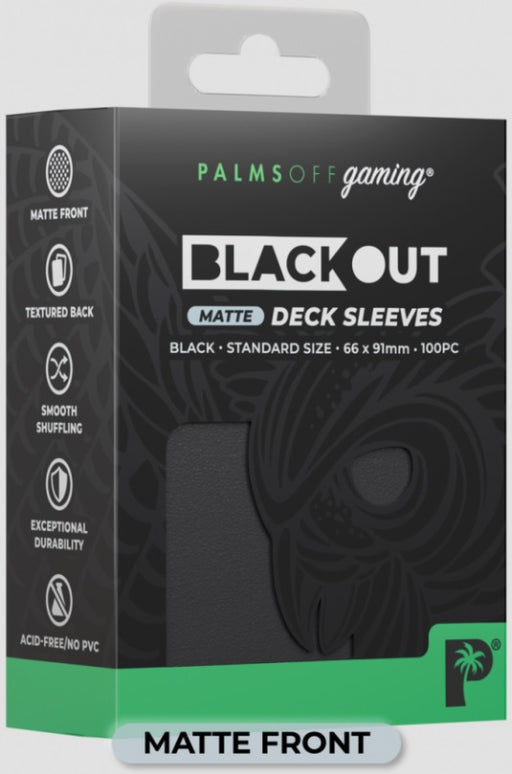 Palms Off Gaming - BLACKout Deck Sleeves - Standard - 100pc - BLACK - Matte