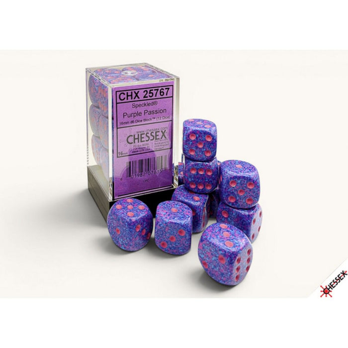 Chessex Speckled Purple Passion 16mm d6 Dice Block (12 dice) CHX 25767