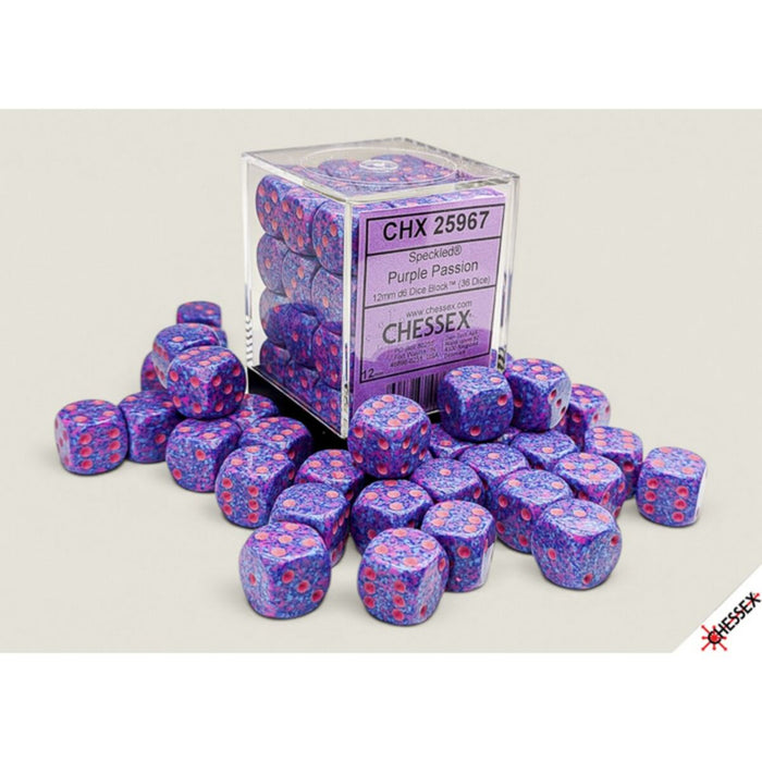 Chessex Speckled Purple Passion 12mm d6 Dice Block (36 dice ) CHX 25967