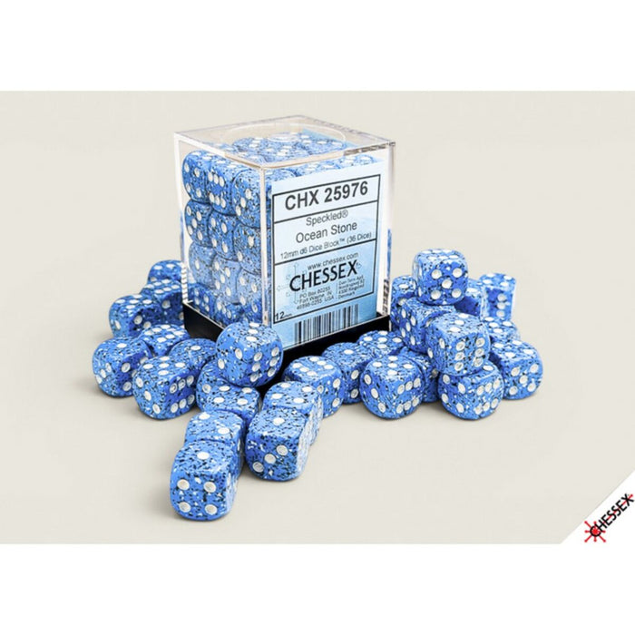 Chessex Speckled Ocean Stone 12mm d6 Dice Block (36 dice) CHX 25976