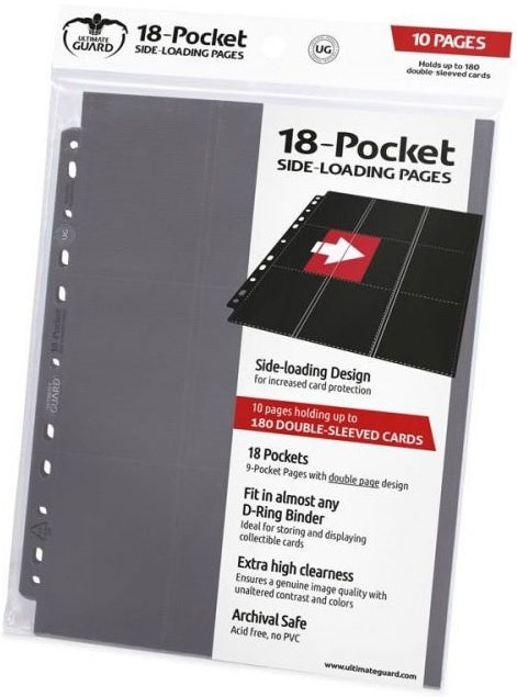 Ultimate Guard 18-Pocket Pages Side-Loading Grey (Pack of 10)