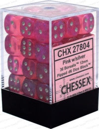 D6 Dice Borealis 12mm Pink/Silver CHX27804