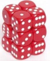 Dice Opaque 16mm d6 Red/White Dice (12) CHX25604